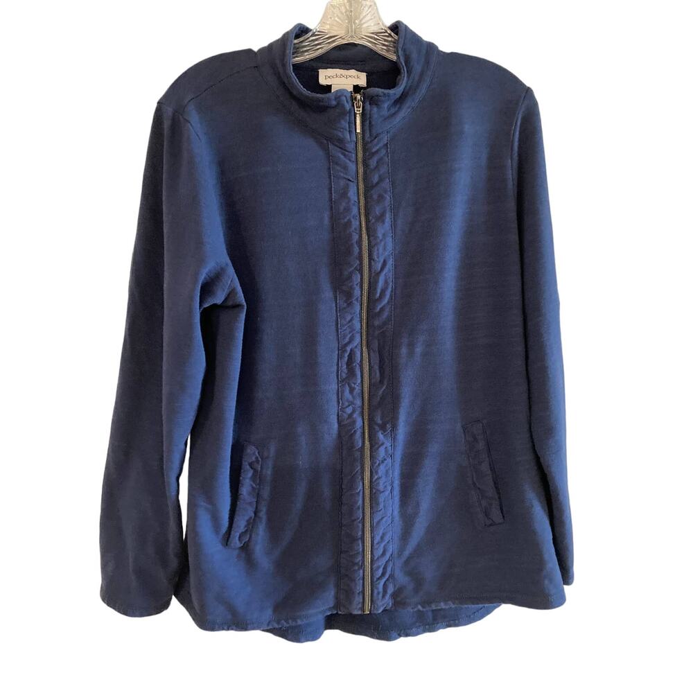 Peck&peck Navy Blue Long Sleeve Zipper Jacket SzL